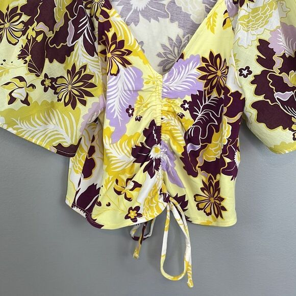 Anthropologie Maeve Floral Cinched Flutter Sleeve Top. Size Small Petite… - Picture 7 of 14